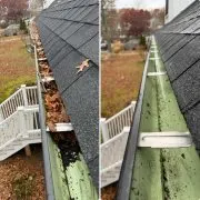 Gutter before and after cleaning