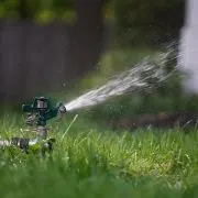 Lawn sprinkler spraying water